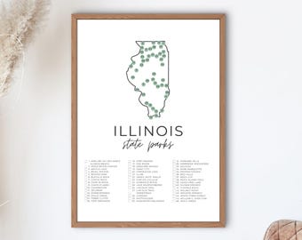 Illinois State Park Map Printable | State Park Checklist | State Parks Check Off | State Park Printables | A4, US Letter