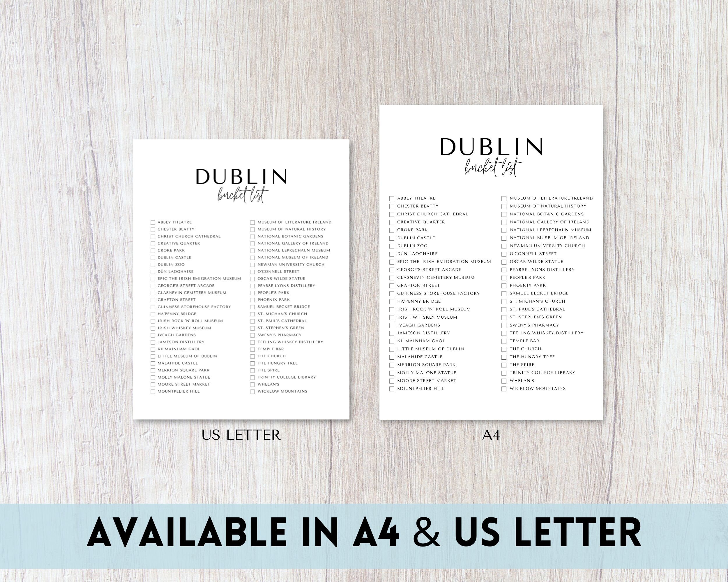 Dublin, Ireland Bucket List Printable Travel Bucket List Travel Planner ...