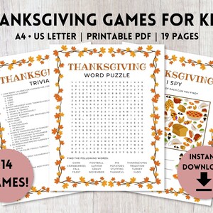 14 Thanksgiving Games for Kids Printable | Fall Party Games | Classroom Games | A4, US Letter