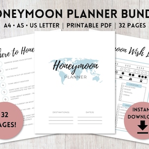 Honeymoon Planner Bundle Printable PDF | Destination Wedding Planning | Travel Planner | A4, A5, US Letter