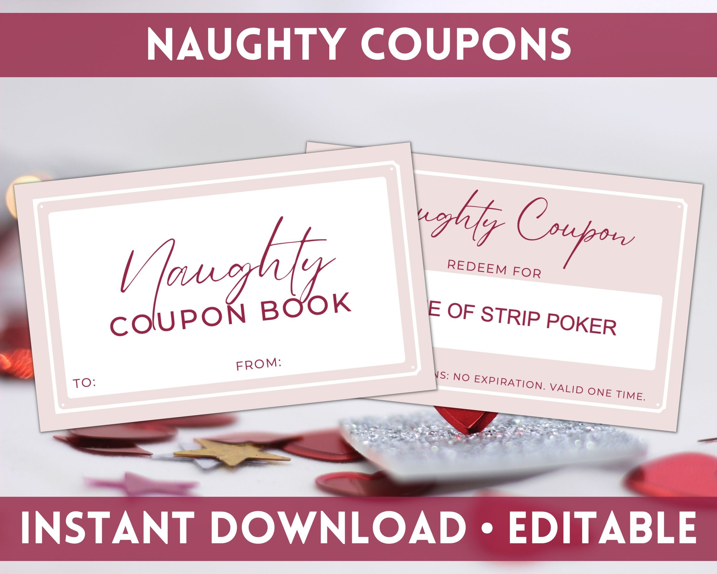 Editable Naughty Coupon Book Printable Love Coupons Valentine's Day ...