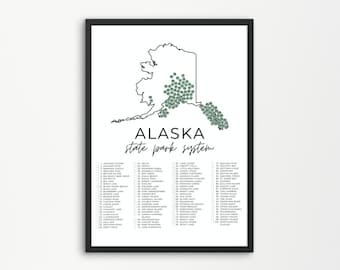 Alaska State Park Map Printable | State Park Checklist | State Parks Check Off | State Park Printables | A4, US Letter