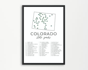 Colorado State Park Map Printable | State Park Checklist | State Parks Check Off | State Park Printables | A4, US Letter