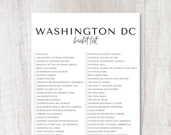 Washington DC Bucket List Printable | Travel Bucket List | Travel Planner Checklist | A4, US Letter