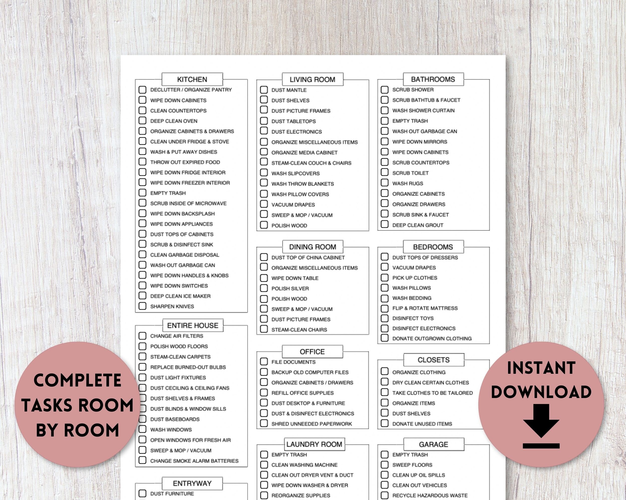 Editable Cleaning Checklist Printable | Spring Cleaning Checklist ...