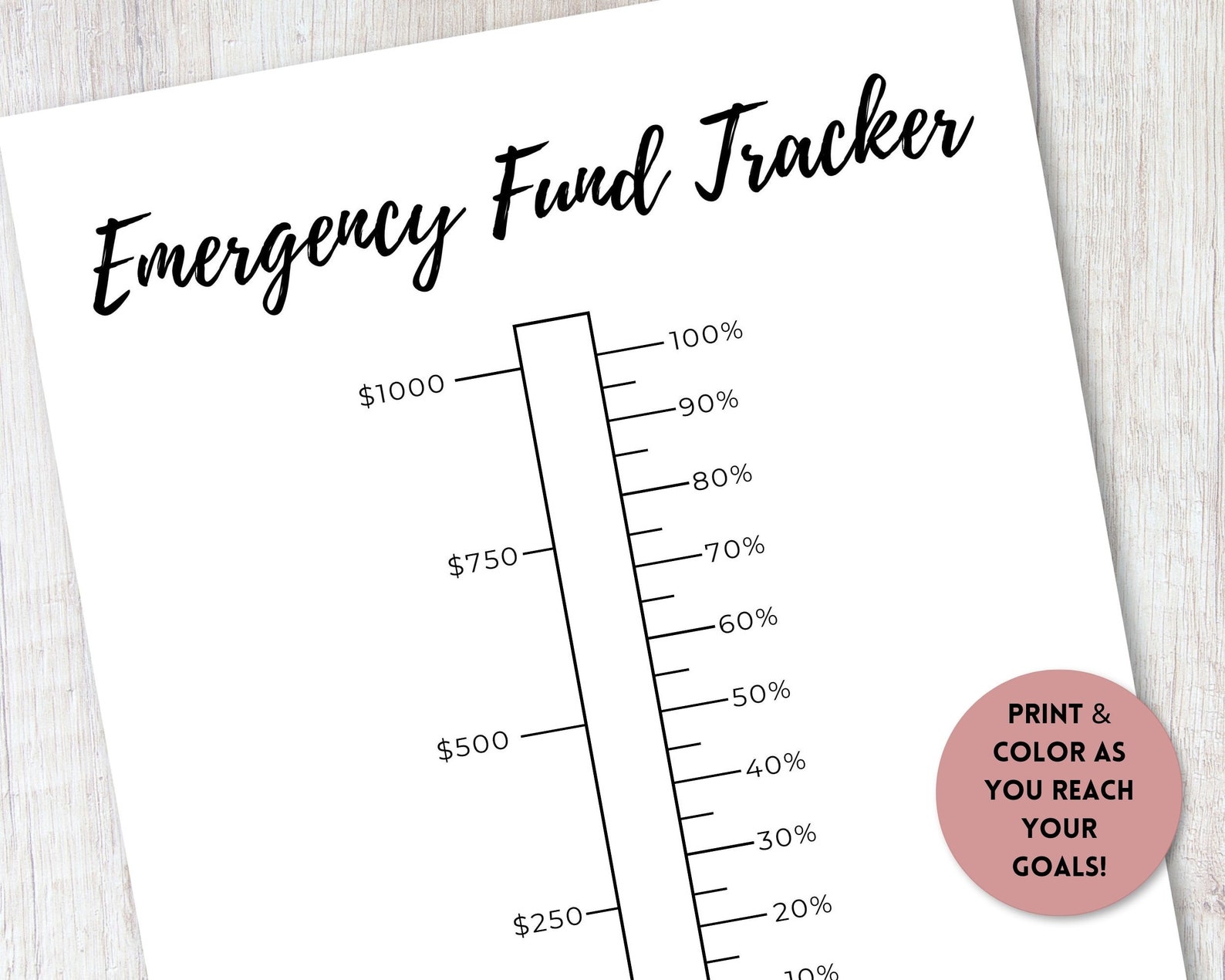 Emergency Fund Tracker Printable Savings Goal Tracker Thermometer Baby
