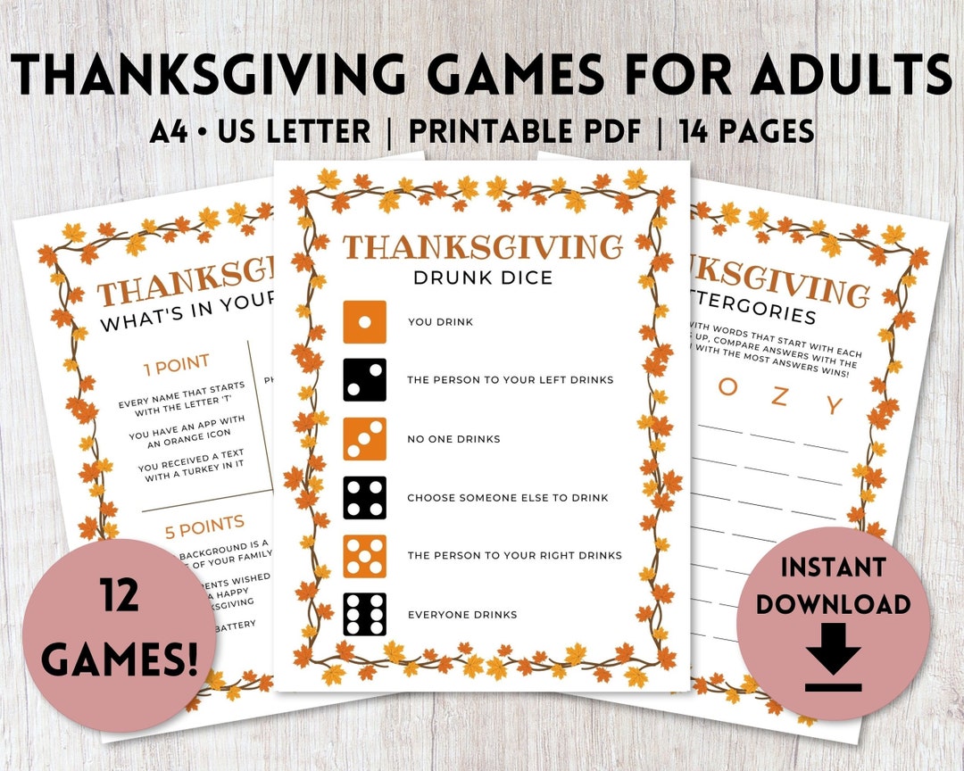 Friendsgiving Drink up Game Cards. Adult Drinking Game. Adult 