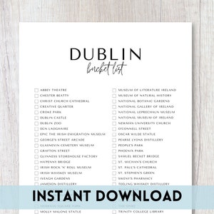 Dublin, Irland Bucket List zum Ausdrucken | Reise-Bucketliste | Reiseplaner Checkliste | A4, US Letter