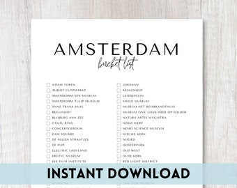 Amsterdam, Netherlands Bucket List Printable | Travel Bucket List | Travel Planner Checklist | A4, US Letter