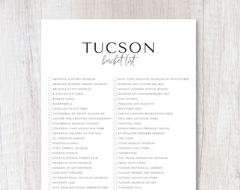 Lista dei desideri di Tucson, Arizona stampabile / Lista dei desideri di viaggio / Lista di controllo per pianificatore di viaggio / Formato A4, formato US