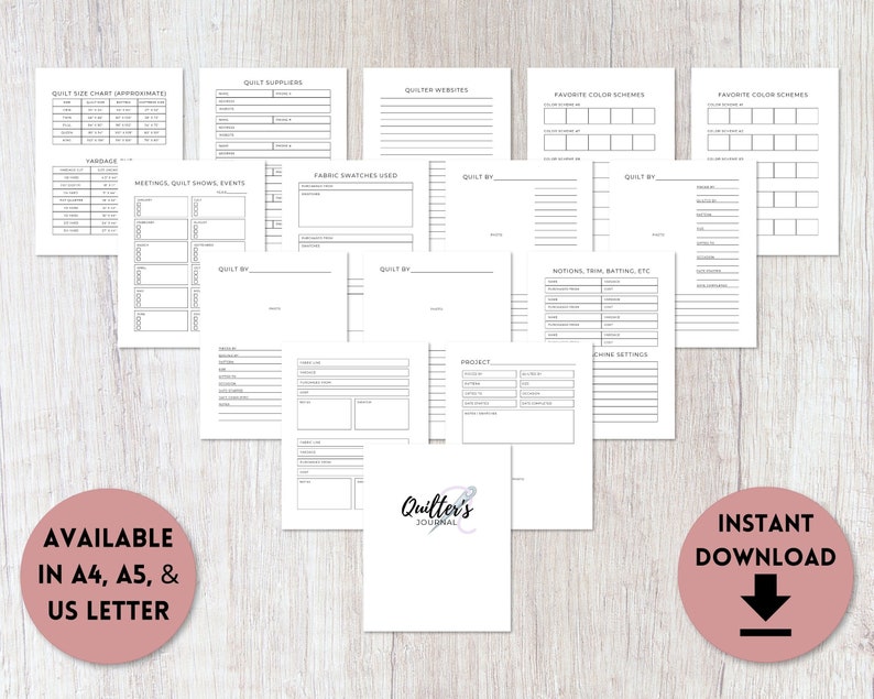 Quilting Journal Printable Sewing Planner Printable Etsy