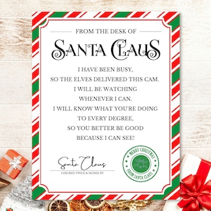 Carta imprimible de Santa Cam / Carta de Santa / Desde el escritorio de Santa Claus / Carta de EE. UU.