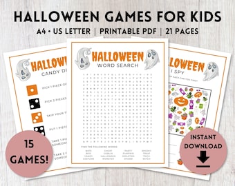 15 Halloween Games for Kids Printable | Halloween Party Games | Classroom Games | A4, US Letter