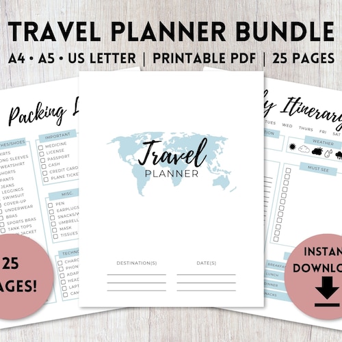 Travel Planner Travel Journal Vacation Planner Trip Itinerary - Etsy