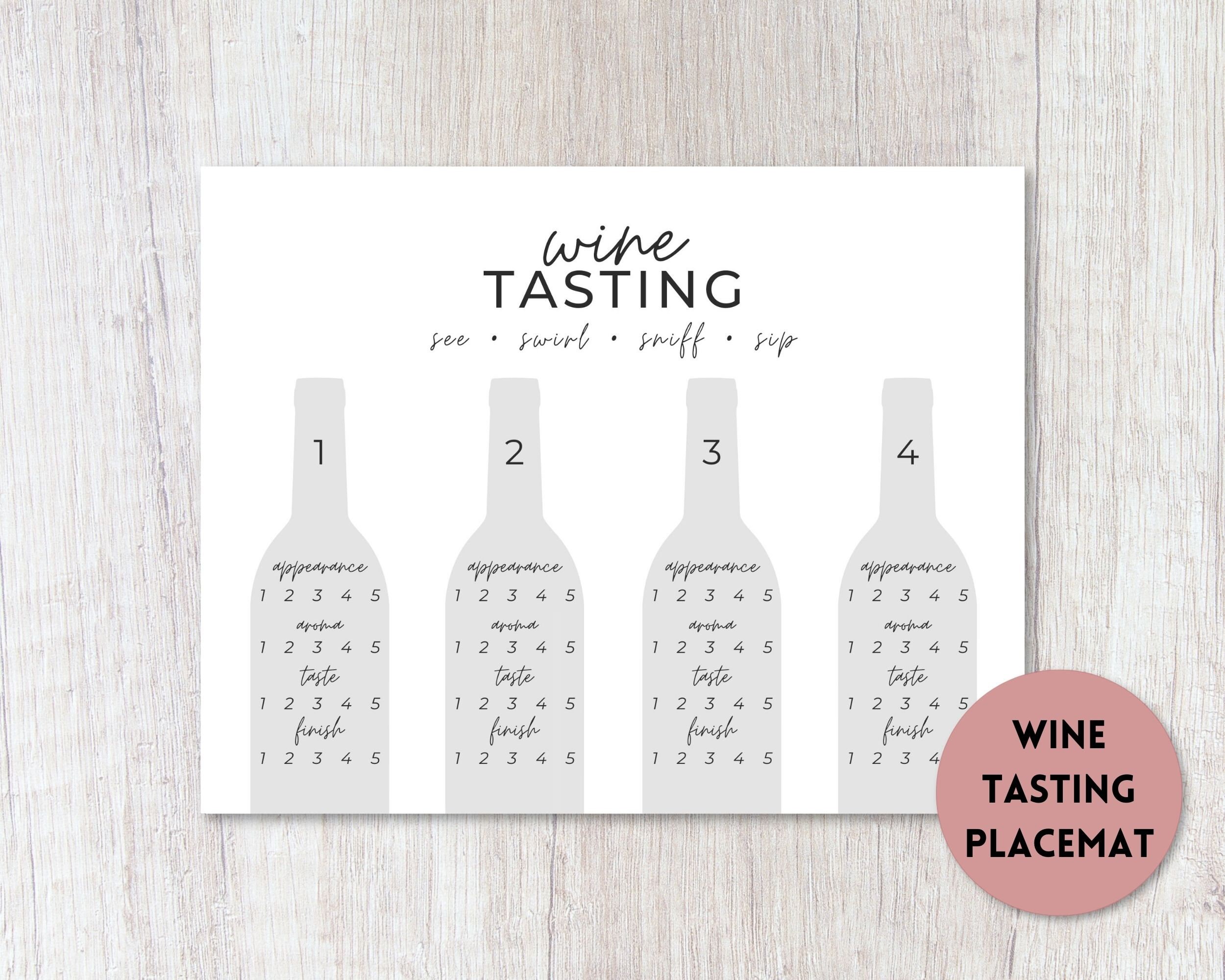 Wine Tasting Score Card Printable Wine Tasting Party Kit Wine Tasting ...