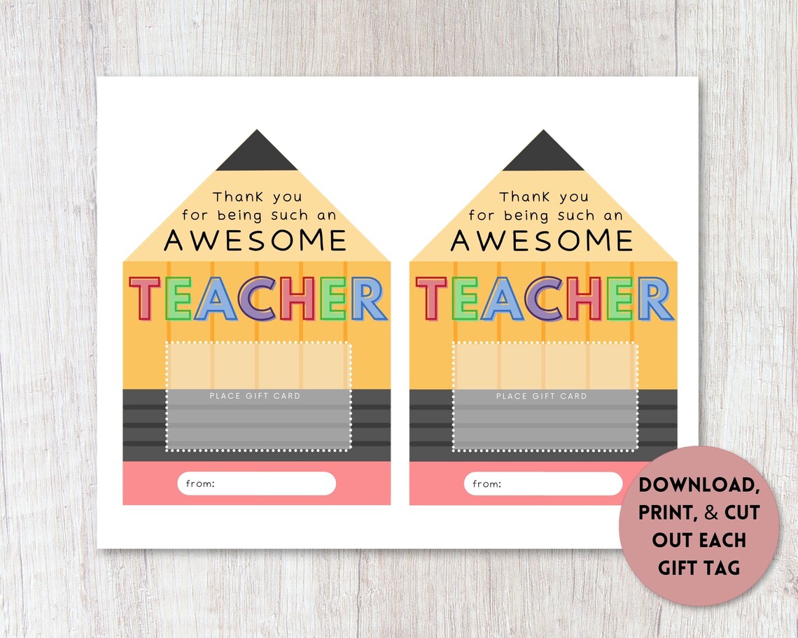 Pencil Gift Card Holder Printable | Teacher Appreciation Gift Card ...