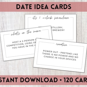 120 Date Ideen Karten Printable | Date Night Karten | Valentinstag Geschenk für Sie oder Ihn | Hochzeitstag Geschenk | A4, US Letter