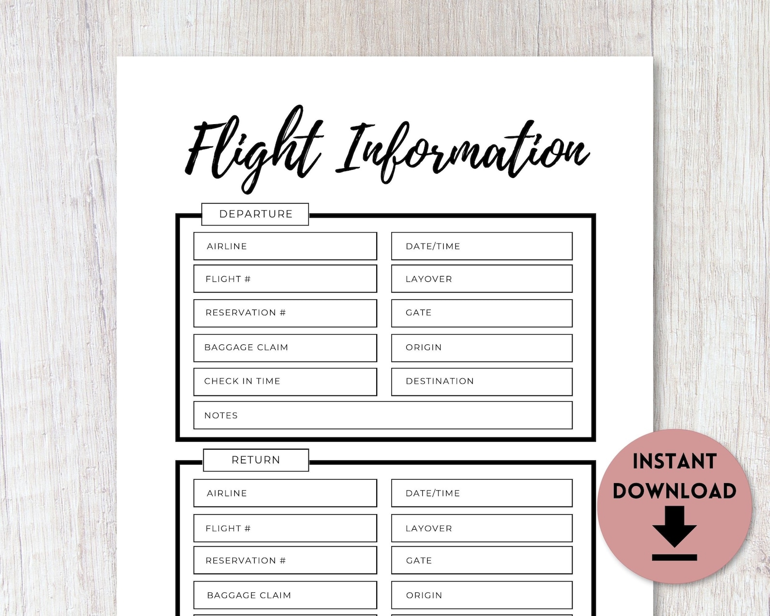 Flight info travel itinerary planner printable pdf vacation  etsy Flight info travel itinerary planner printable pdf vacation  etsy