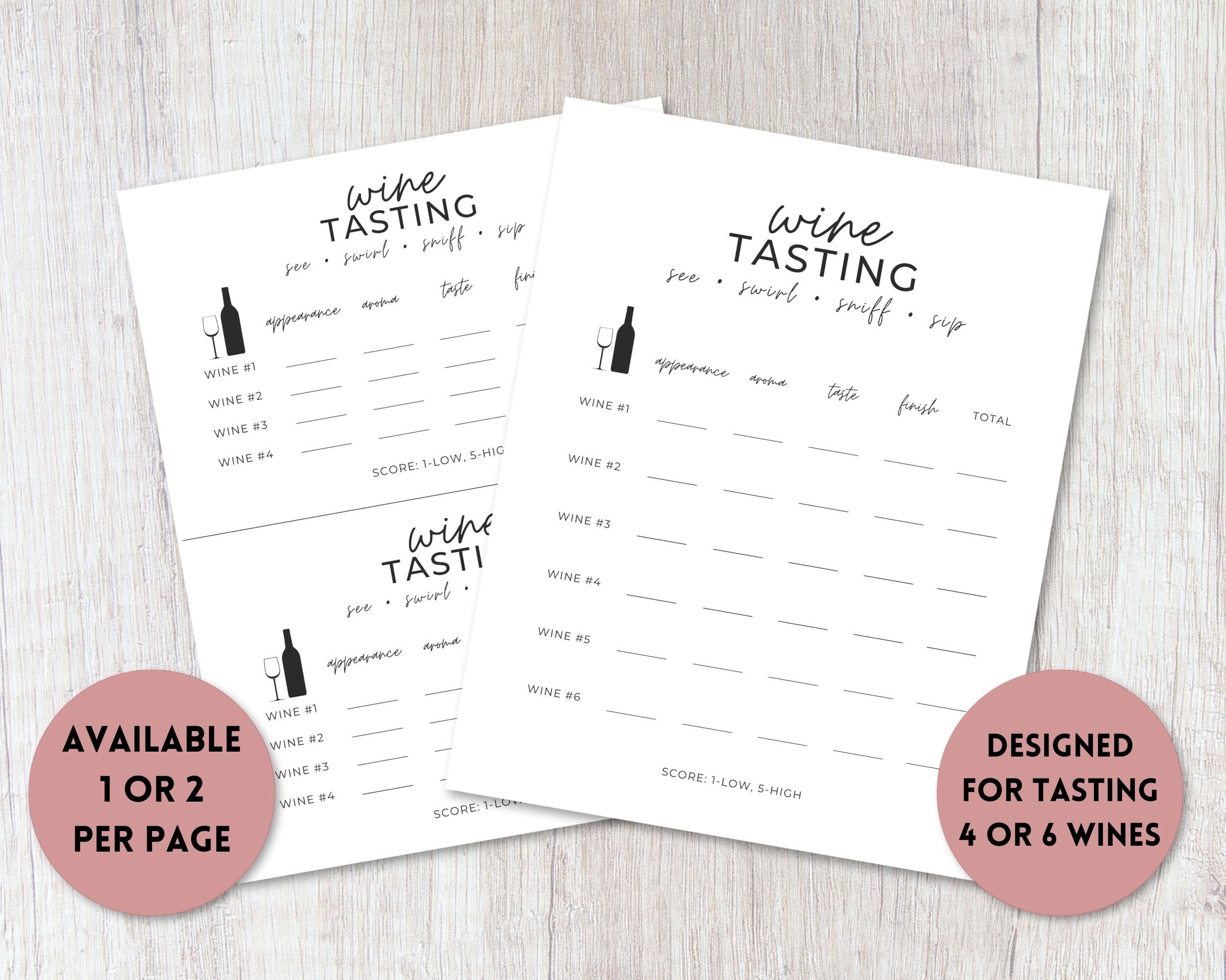 Wine Tasting Score Card Printable | Wine Tasting Party Kit | Wine ...