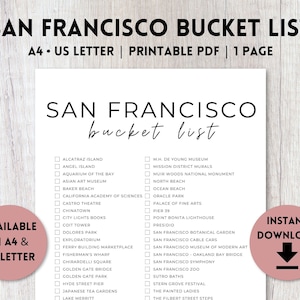 San Francisco, California Bucket List Printable | Travel Bucket List | Travel Planner Checklist | A4, US Letter