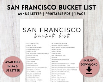 San Francisco, California Bucket List Printable | Travel Bucket List | Travel Planner Checklist | A4, US Letter