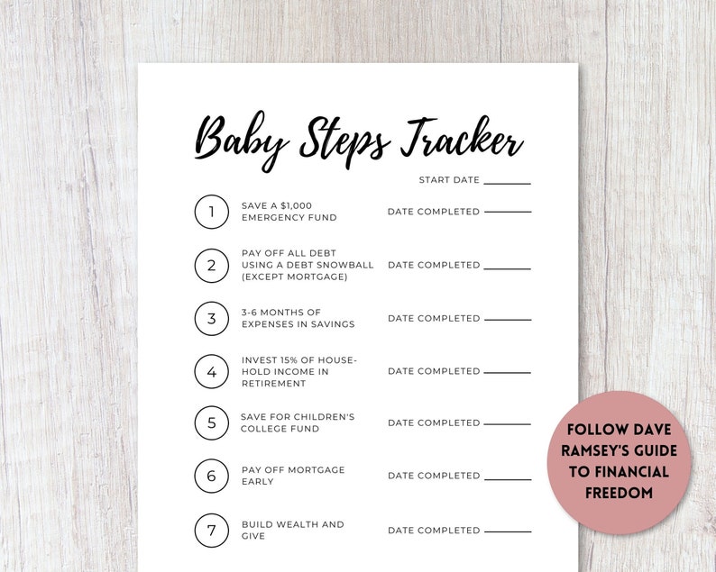Baby Steps Tracker Printable | Baby Steps Progress Tracker | A4, US ...