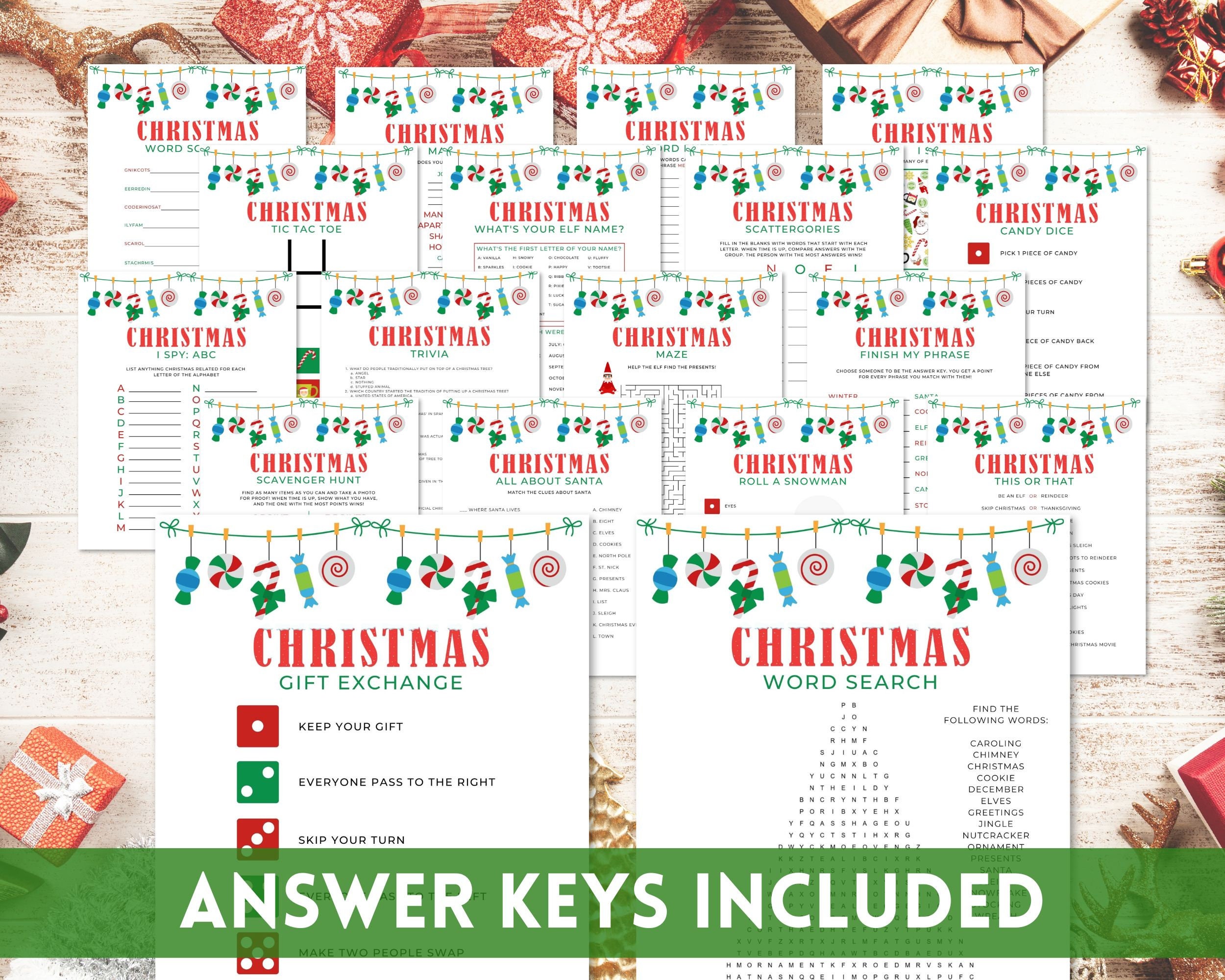 18 Christmas Games for Kids Printable Christmas Party Games Classroom ...