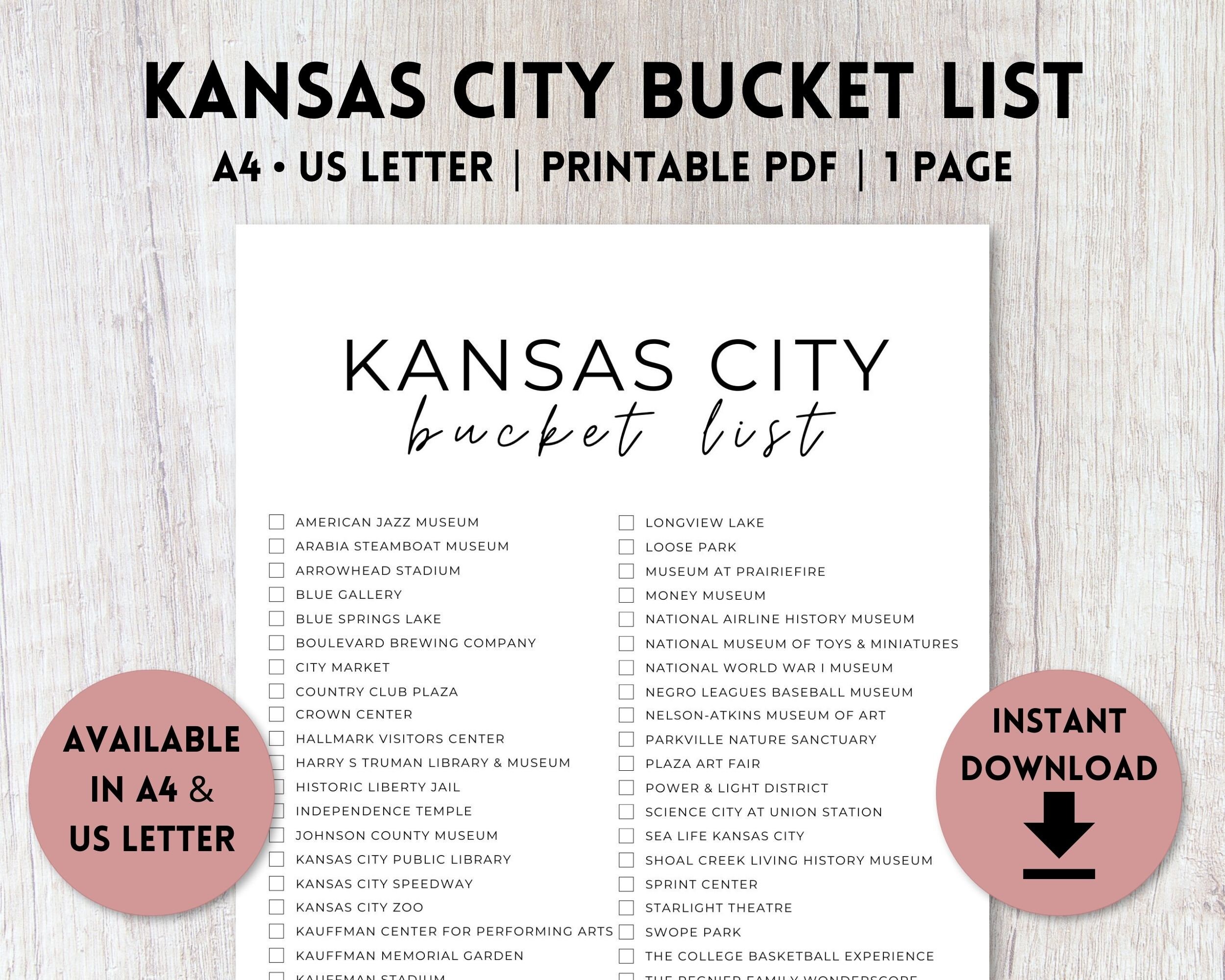 Kansas City Missouri Bucket List Printable Reise Bucket Etsy.de