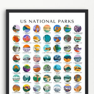 18x24 Framed Canvas National Parks Checklist – An Adventure Awaits LLC