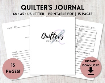 Quilting Journal Printable | Sewing Planner Printable | Quilter Memory Book | A4, A5, US Letter