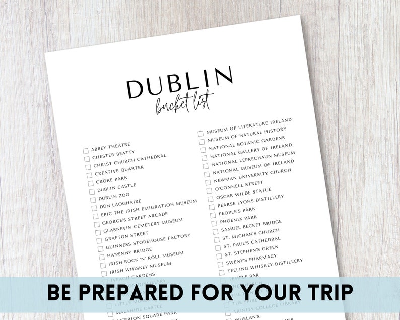 Dublin, Ireland Bucket List Printable Travel Bucket List Travel Planner ...