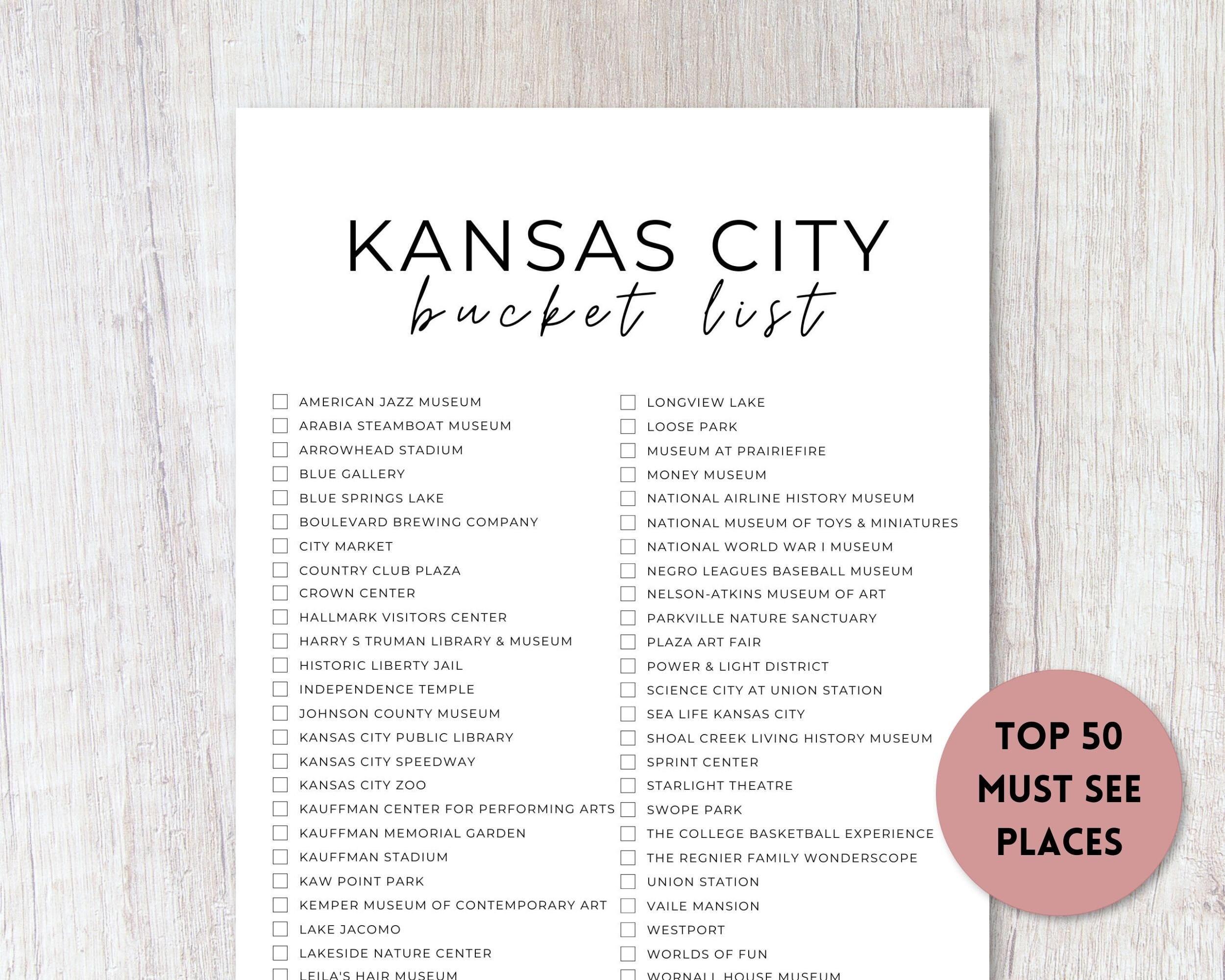 Kansas City Missouri Bucket List Printable Reise Bucket Etsy.de