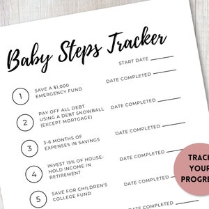 Baby Steps Tracker Printable Dave Ramsey Printable Baby | Etsy
