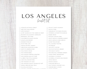 Los Angeles, California Bucket List Printable | Travel Bucket List | Travel Planner Checklist | A4, US Letter