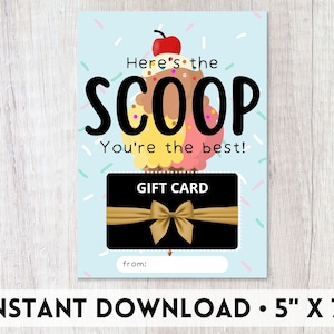 Porta-buoni regalo per gelato stampabile / Ecco il punto / Regalo di ringraziamento per l'insegnante dell'asilo nido / Gelato stampabile
