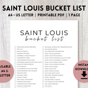 Saint Louis, Missouri Bucket List Printable | Travel Bucket List | Travel Planner Checklist | A4, US Letter