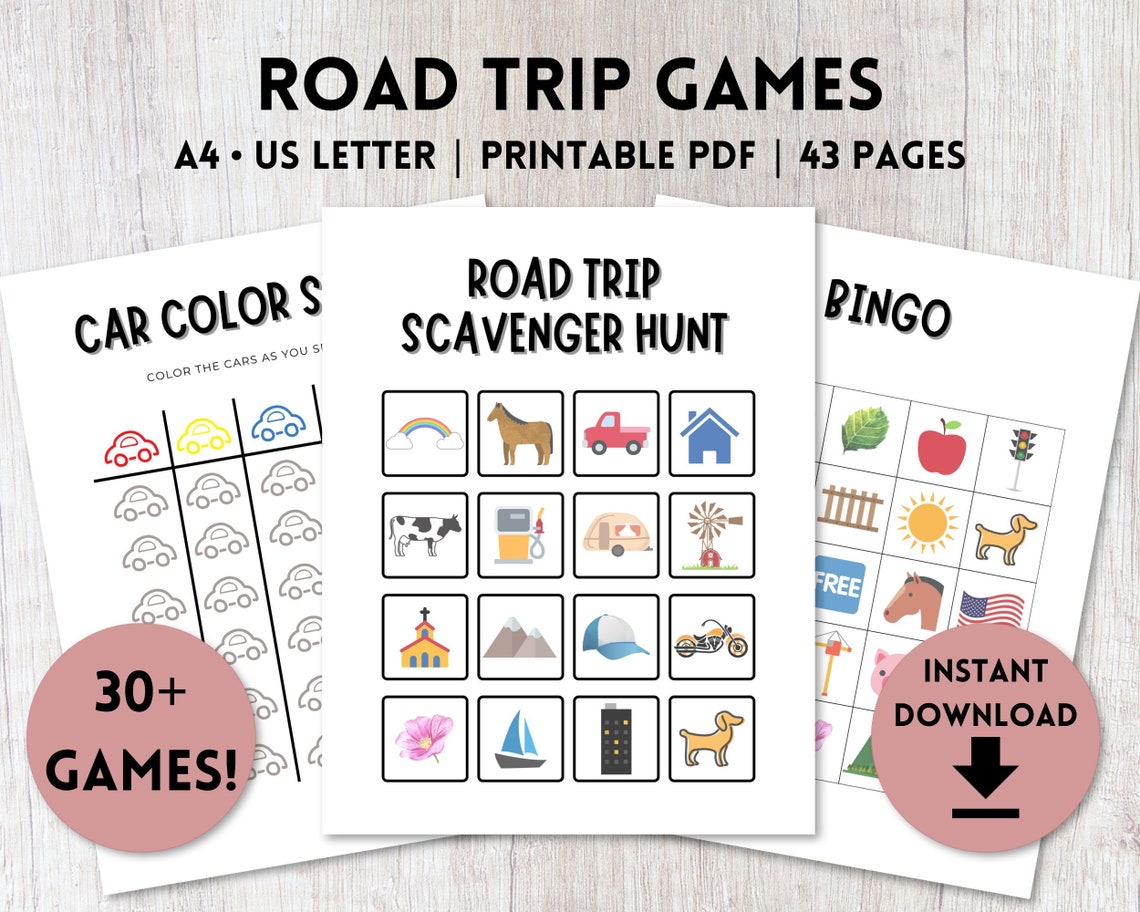 Road Trip Kid Games Bundle Printable Travel Kid Games Etsy
