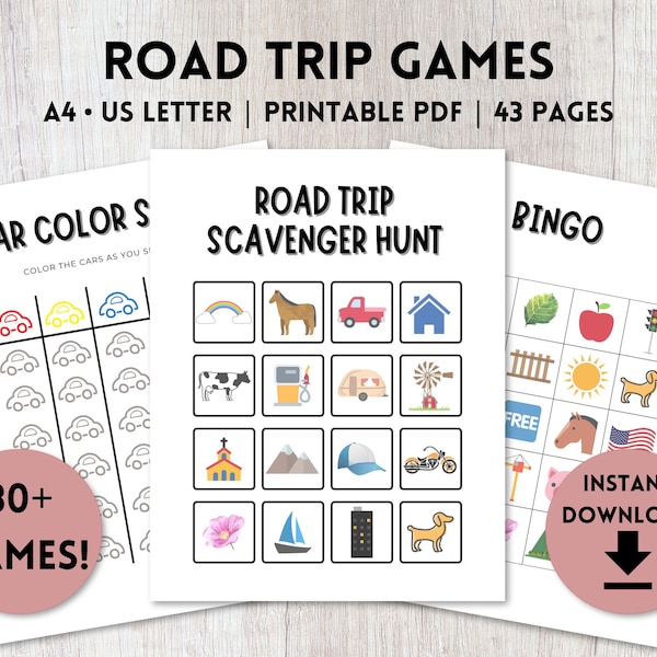 Road Trip Kid Games Bundle Printable | Travel Kid Games | Summer Activity Kit | Road Trip Bingo | A4, US Letter