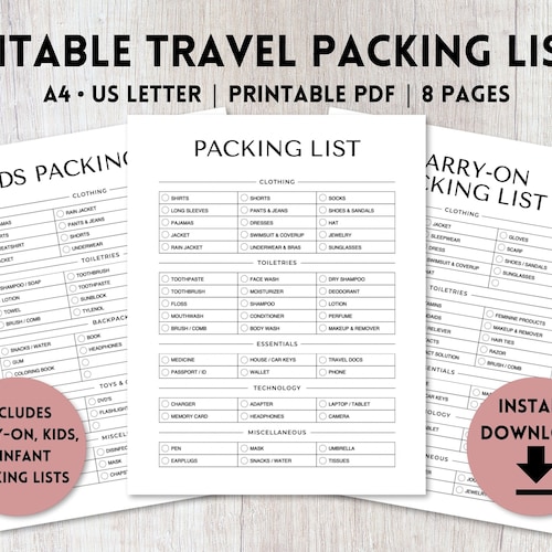 Editable Carry on Packing List Printable Editable Packing - Etsy