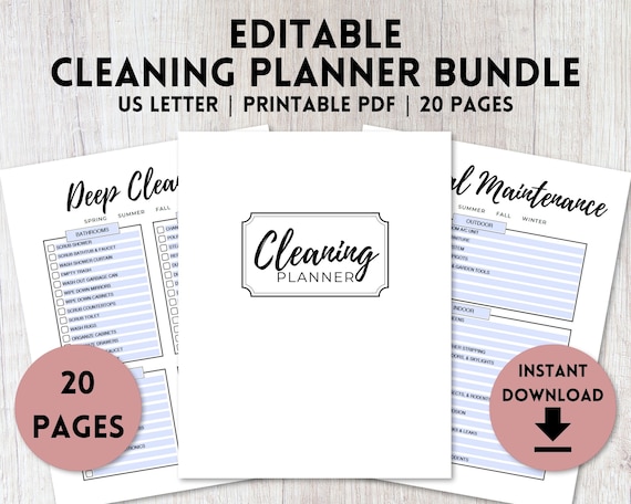 Editable Cleaning Planner Bundle Printable Cleaning - Etsy