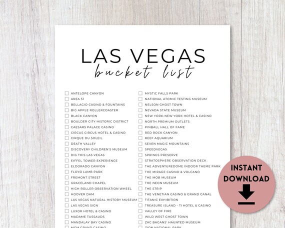las vegas nevada bucket list printable travel bucket list etsy new zealand