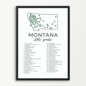 Mapa del Parque Estatal de Montana Imprimible / Lista de Verificación de Parques Estatales / Marcación de Parques Estatales / Imprimibles de Parques Estatales / A4, Carta de EE. UU.