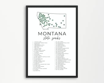 Montana State Park Map Printable | State Park Checklist | State Parks Check Off | State Park Printables | A4, US Letter