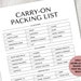 Editable Carry on Packing List Printable | Editable Packing List ...