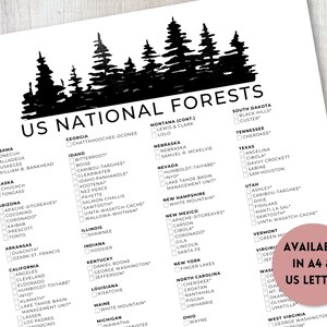 US National Forests Checklist Printable | National Forest Sign | Black ...