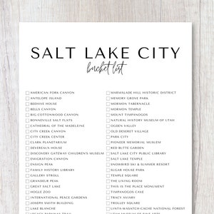Salt Lake City, Utah Bucket List Printable | Travel Bucket List | Travel Planner Checklist | A4, US Letter