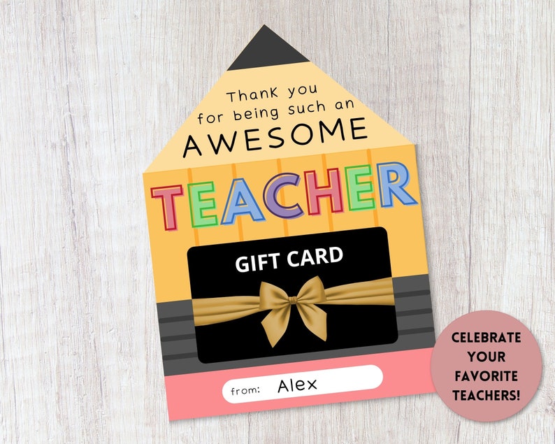Pencil Gift Card Holder Printable Teacher Appreciation Gift - Etsy