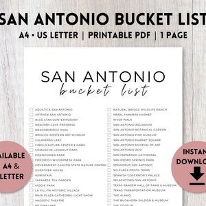 San Antonio, Texas Bucket List Printable | Travel Bucket List | Travel Planner Checklist | A4, US Letter