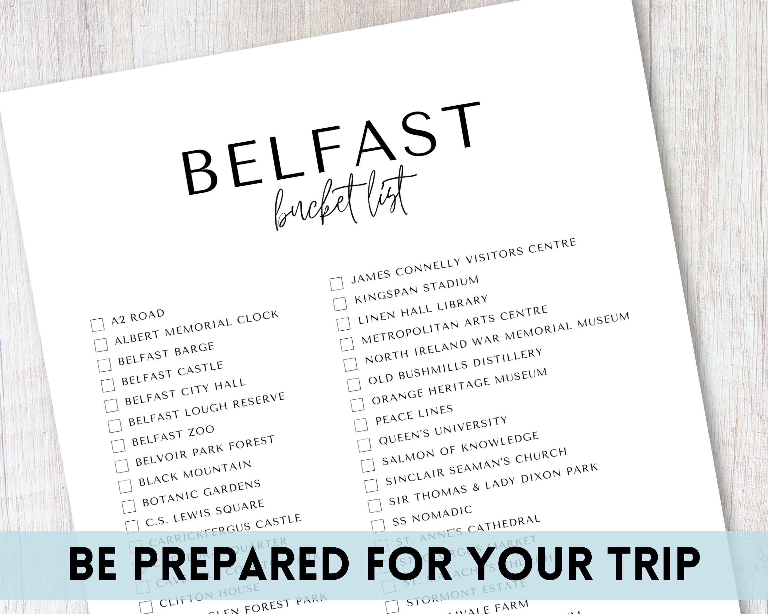 Belfast, Northern Ireland Bucket List Printable Travel Bucket List
