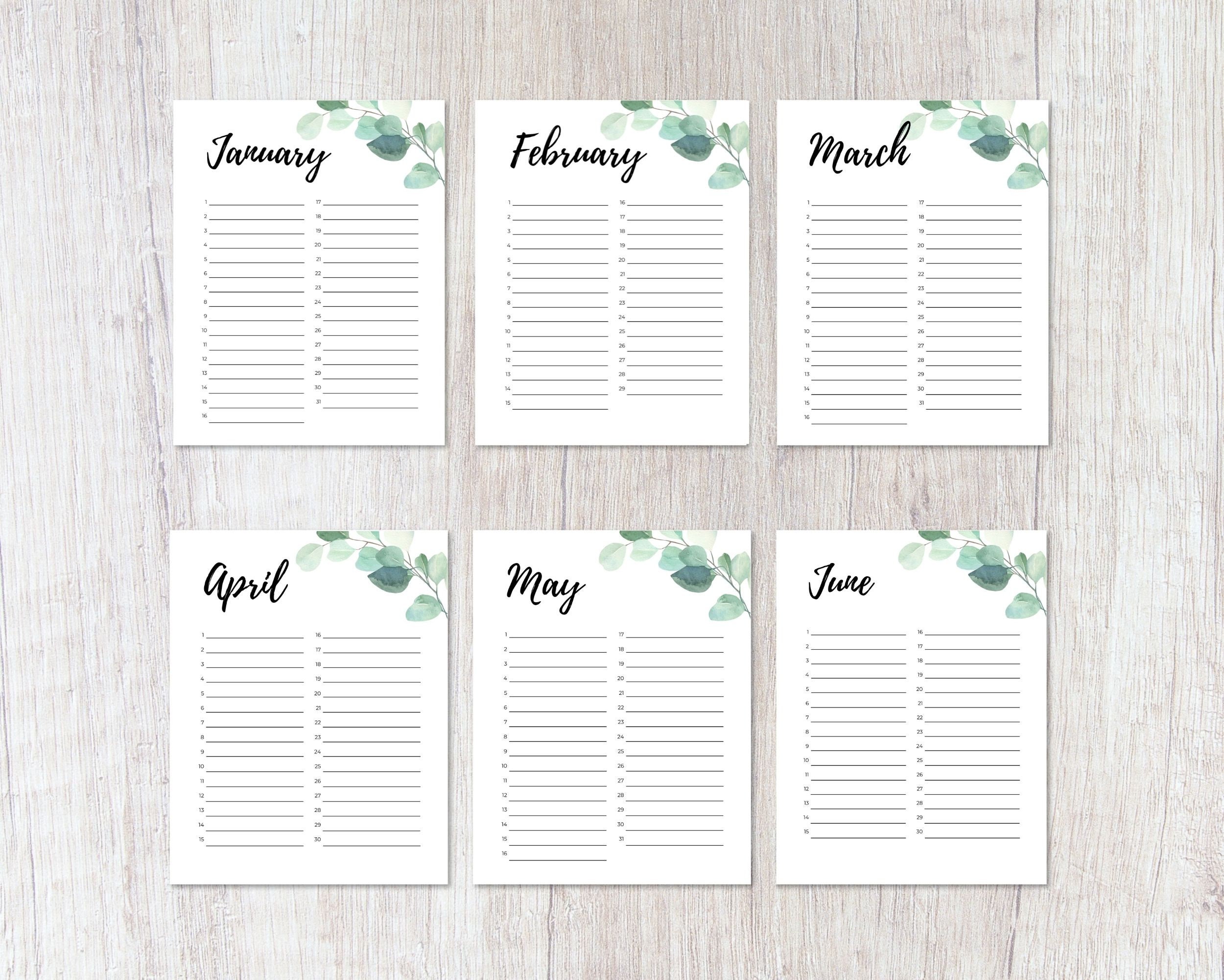 Perpetual Calendar Printable Birthday Calendar Template Anniversary ...